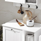 Badeværelsesskab med vasketøjskurv, 60x37x86 cm, hvid