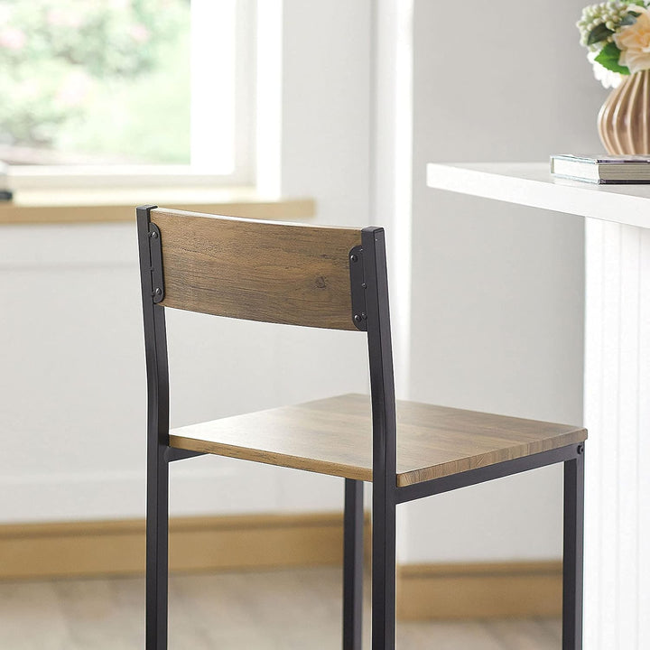 Sæt med 2 barstole, arbejdsstole, barstol med ryglæn - MDF, metal, sædehøjde 67 cm