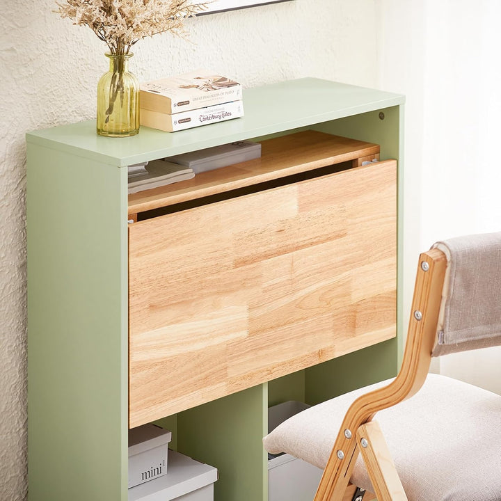 Pladsbesparende skrivebord med hylder, B70 x D54 x H85 cm, grøn