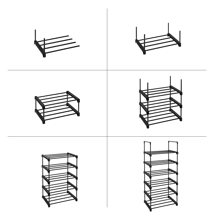 Giv skoene et hjem! Justerbar skoreol i 6 etager, sort