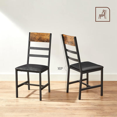 Spisebordsstole (2 stk.) - Vintage look, Komfort & Ergonomi, Polstret sæde, Metal stel, Brun/Sort