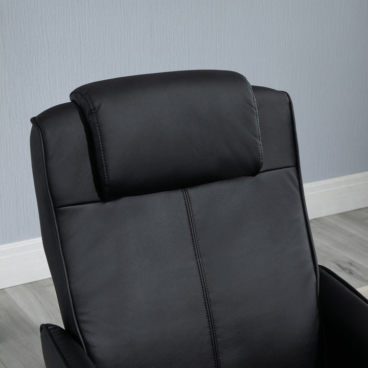 Lænestol med fodskammel, betræk i kunstlæder, lænestol, ergonomisk design, sort