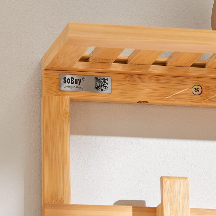 Entresæt med knagerække og skobænk i træ