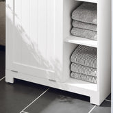 Badeværelsesskab med vasketøjskurv, 60x37x86 cm, hvid