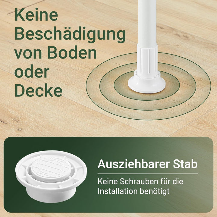 Teleskopisk tøjstativ i hvid – robust, justerbar åben garderobe med hylder