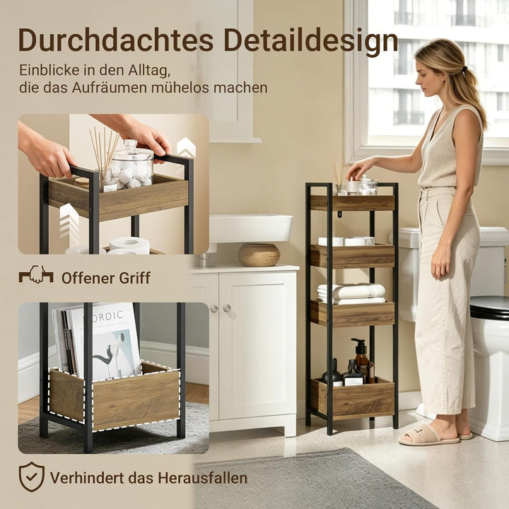 Smalt badeværelsesskab i industrial design – perfekt til små badeværelser