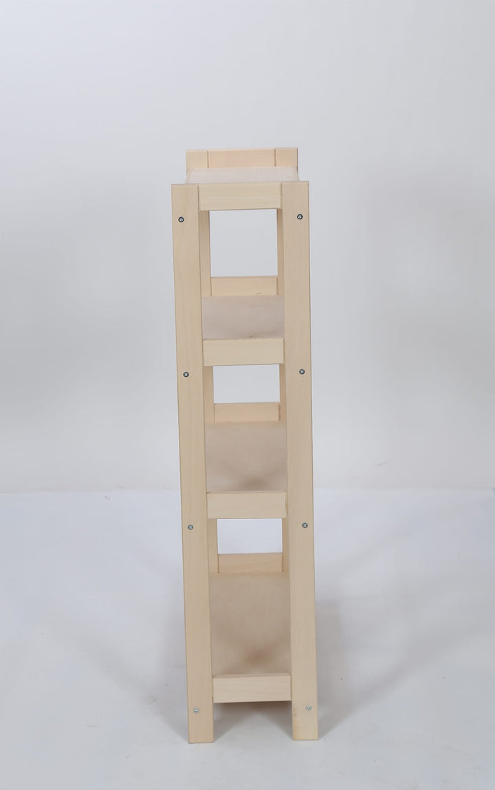 Bogreol i bøgetræ, 4 hylder, 107x70x25 cm