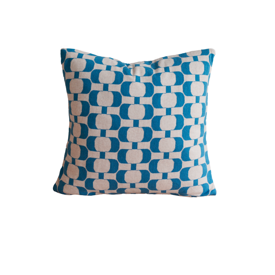 Edith pillow-cover blå, blød Jacquard strikket bomuld