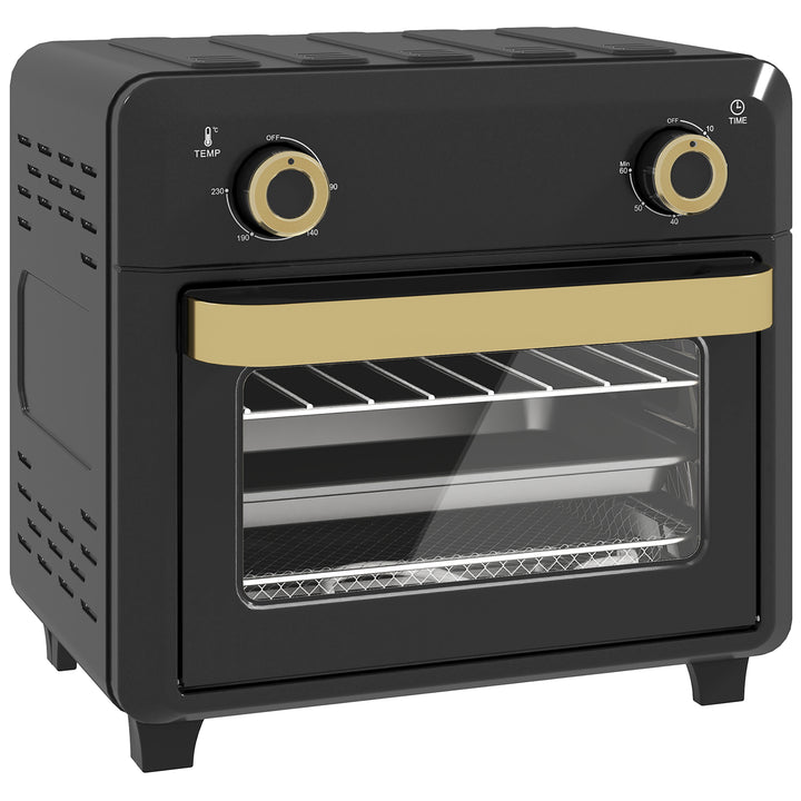 Miniovn med varmluft, airfryer, timer, indvendig belysning, 10L, sort