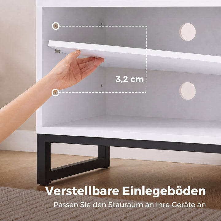 TV-skab til fjernsyn op til 55 tommer, moderne TV-lavbord, hvid