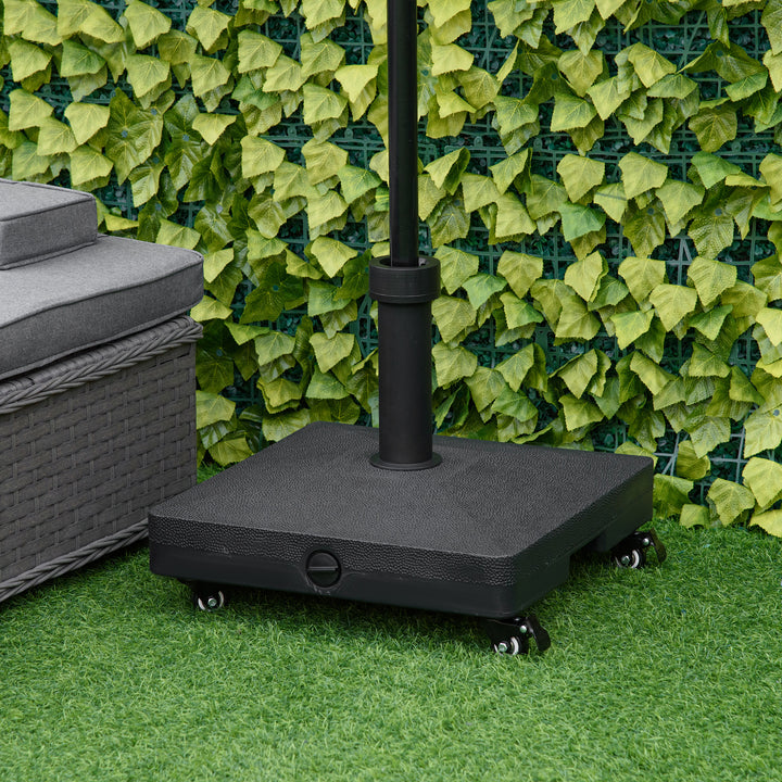 Parasolfod, fyldbar op til 20 kg, parasol med hjul, parasolstativ til parasolstænger 22-38 mm, parasolfod til have, terrasse, balkon, sort