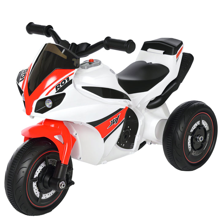 Ride-on børnemotorcykel, 18-36 måneder, musik/lys, op til 20 kg, hvid/rød