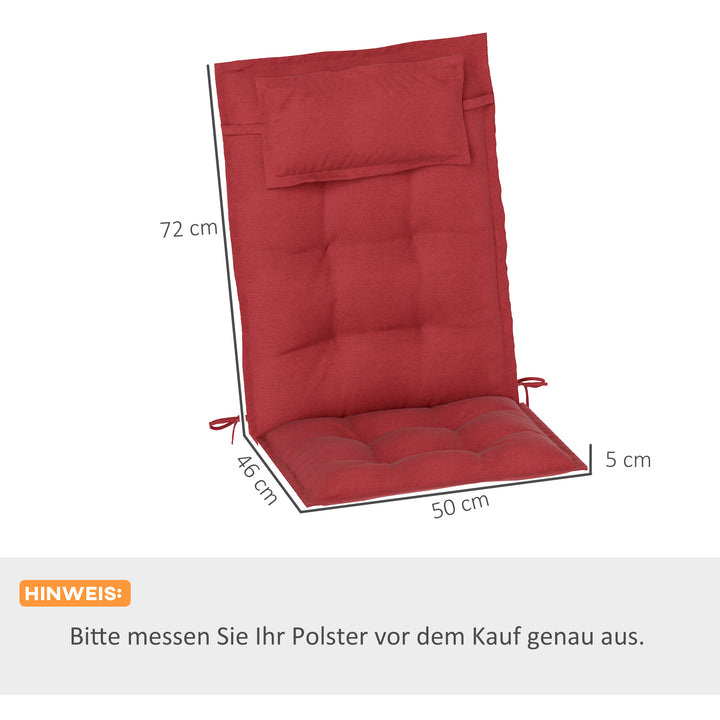 Sæt med 2 hynder til liggestol vandafvisende liggestolhynde til haveliggestolhynde 50x116x5 cm, vinrød