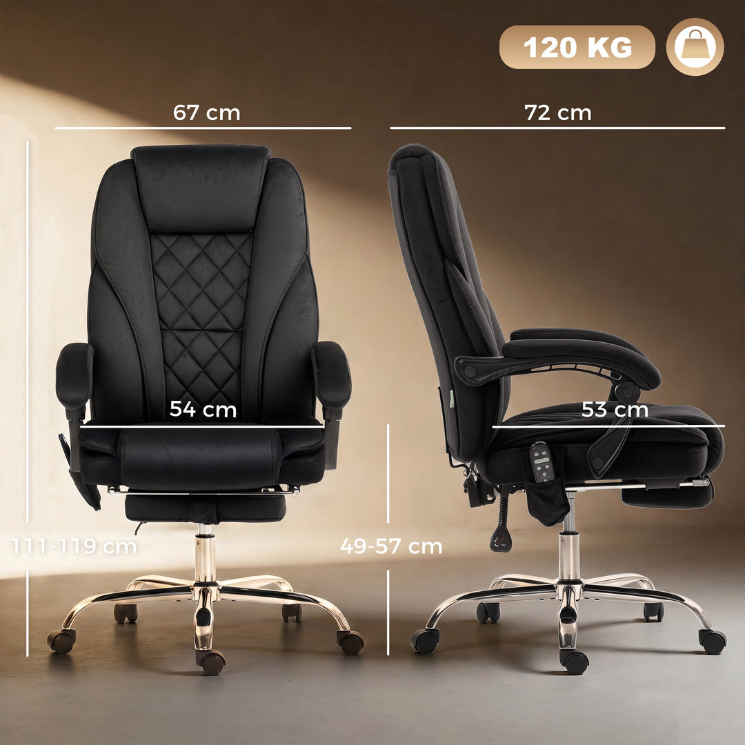 Ergonomisk kontorstol med vibrationsmassage og varme, sort