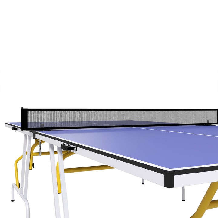 Sammenklappeligt bordtennisbord, inklusive 2 padler, 3 bolde, net, indendørs brug, metalramme, 274x152x76cm, blå