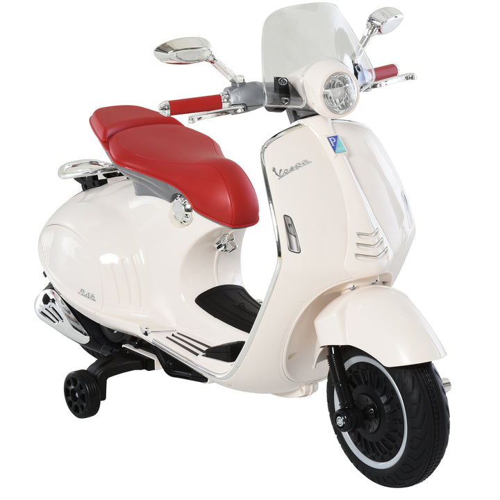 Børne elmotorcykel, 6v børnemotorcykel med forlygte, musik, frem- og bakgear, støttehjul, 30 kg lastkapacitet, elmotorcykel til børn 3-6 år, hvid