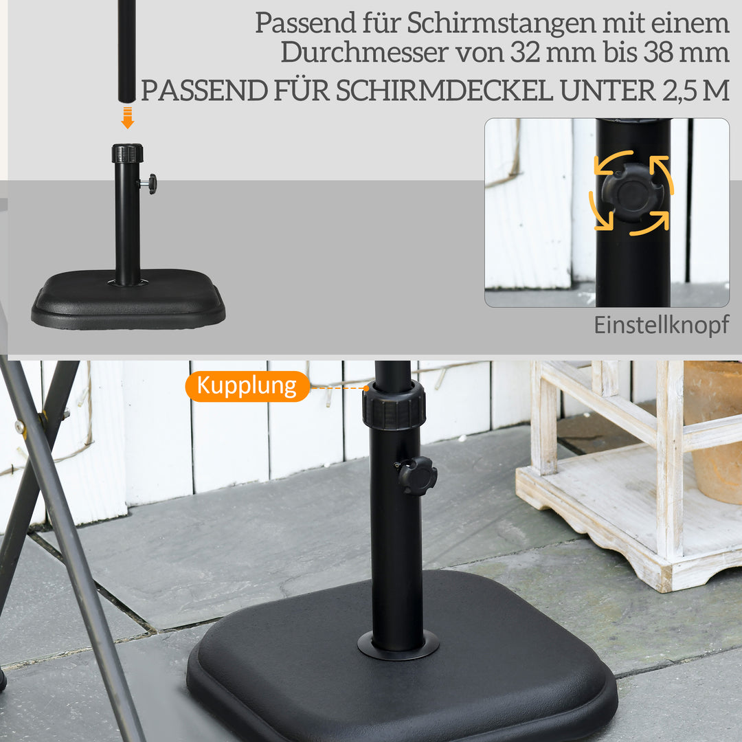 Beton parasolfod, 11 kg, firkantet, til parasoller med en rørdiameter på 32-38 mm, sort