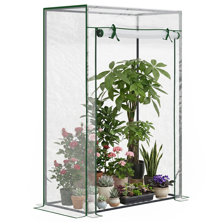 Drivhus med dør, vintersikkert foliedrivhus af stål, drivhus til altan, have, tomathus 100x50x150cm, tomatdrivhus til tomater, grøntsager, blomster, planter, transparent