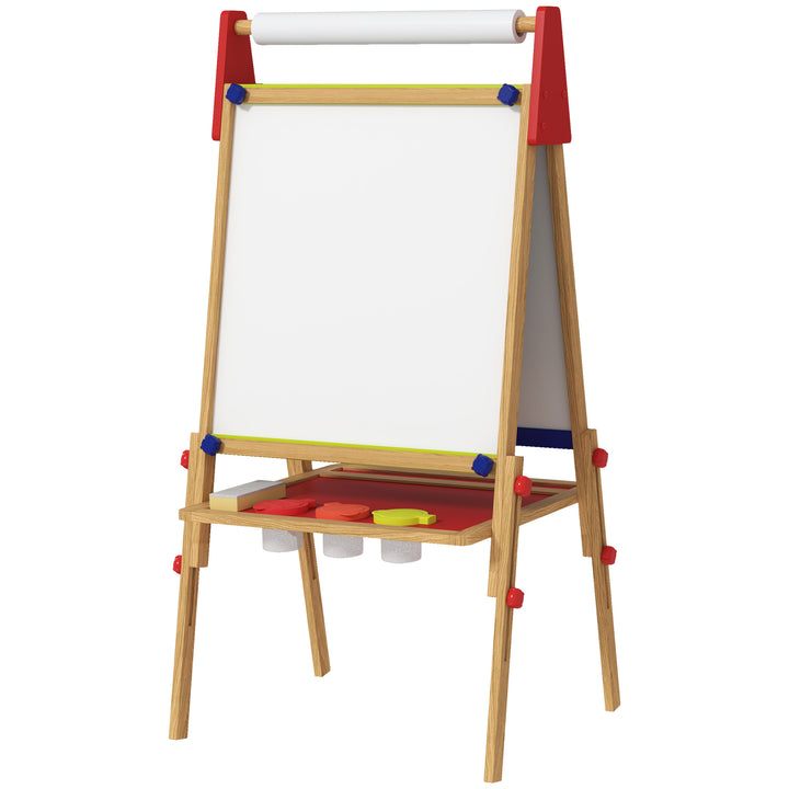 3-I-1 børnestaffeli, tavle, whiteboard, papirrulle, inklusive tilbehør, fyrretræ, justerbar
