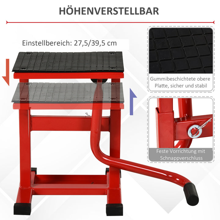 Motorcykellift, 150 kg lasteevne, motorcykelliftplatform, 275/395 mm højdejusterbar, til garager og udendørsområder