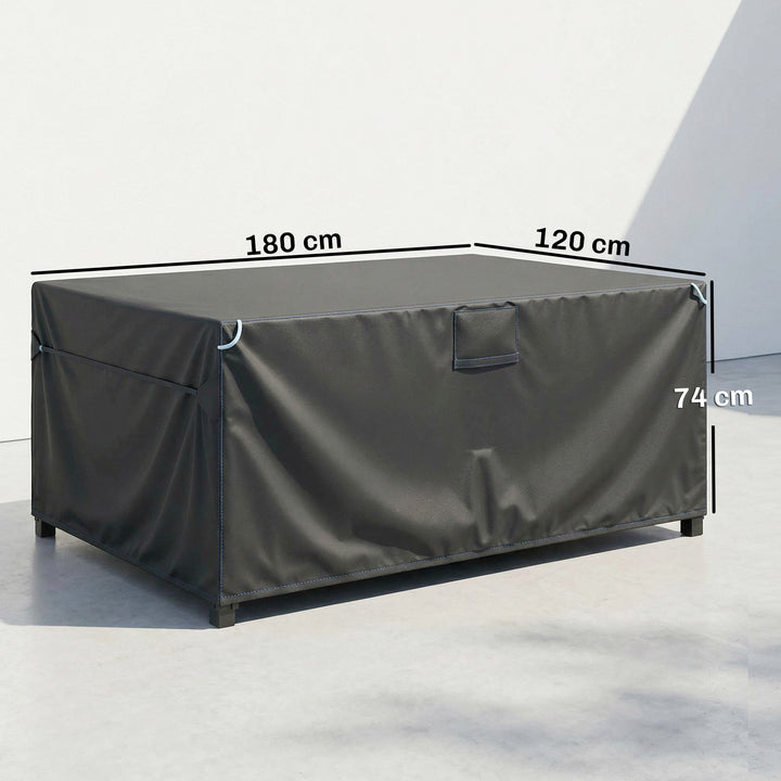 Beskyttelsesovertræk til havemøbler, vintertæt, vandtæt, vindtæt, UV-bestandig, 420D Oxford-stof, 180x120x74cm, sort
