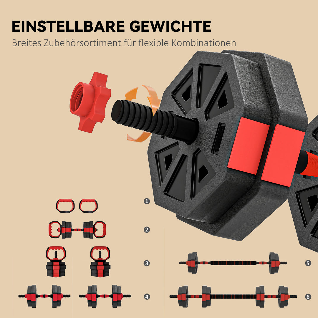 6-i-1 håndvægtsæt, justerbar 15 kg, til styrketræning derhjemme