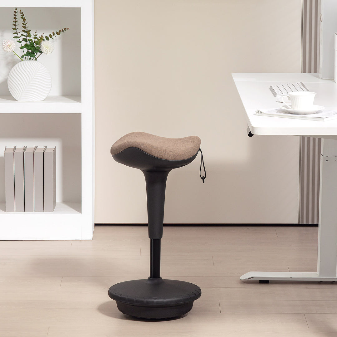 Balanceskammel, flytbart sæde, drejeligt, højdejusterbart, ergonomisk, 34 x 34 x 68,5-83,5 cm, brun