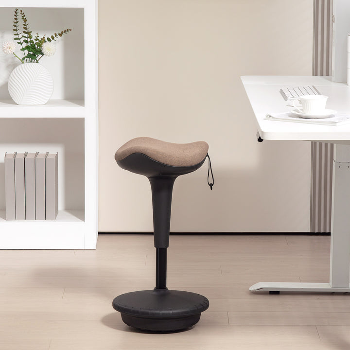 Balanceskammel, flytbart sæde, drejeligt, højdejusterbart, ergonomisk, 34 x 34 x 68,5-83,5 cm, brun