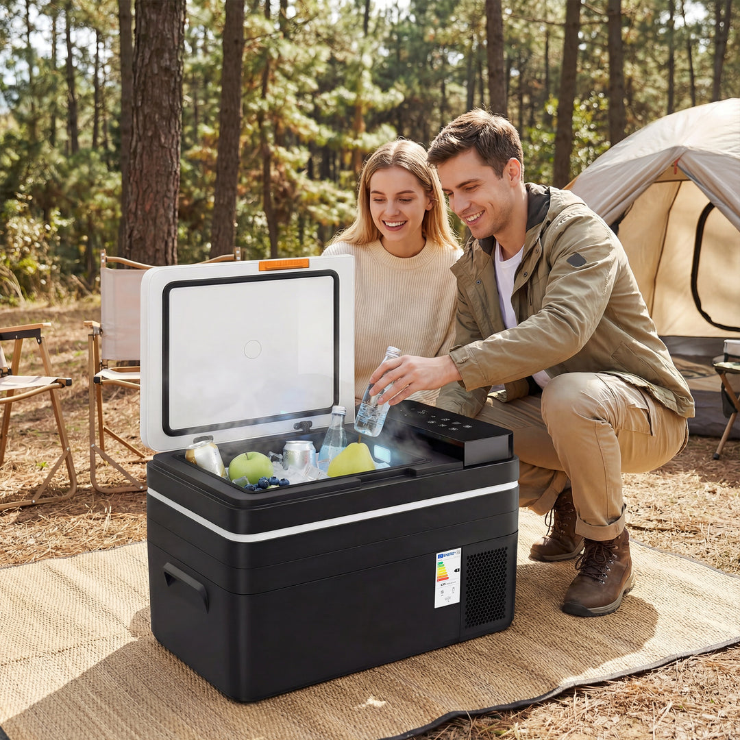 Kompressorkøler 30L -20℃-20℃ Elektrisk køler med app-styring LED-lys USB-port Batteribeskyttelse