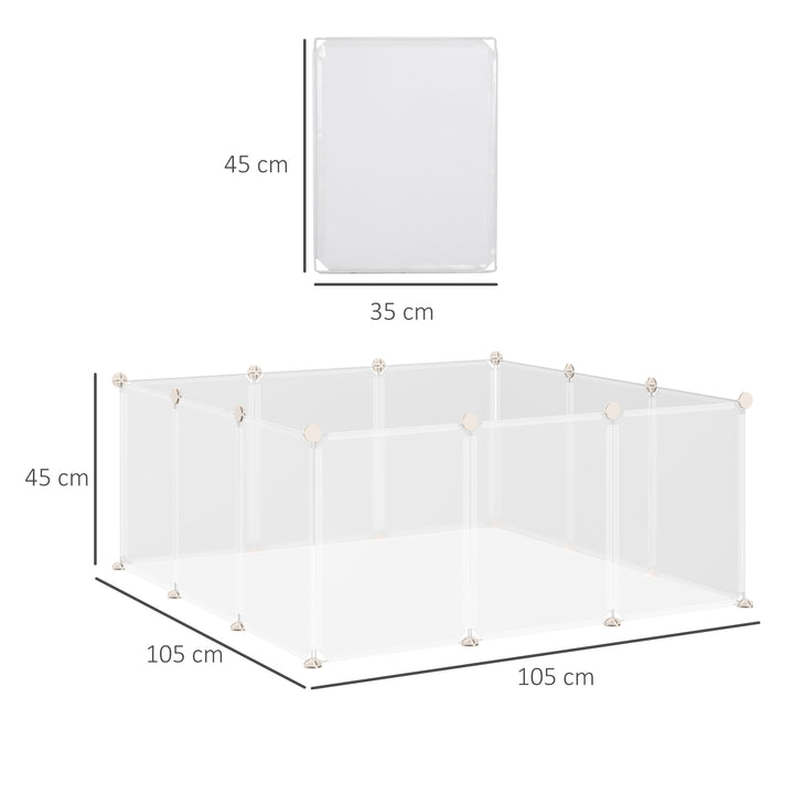Udendørs legegård diy udendørs indhegning net afspærring små kæledyr legegård til indendørs 12 paneler hvid metal pp harpiks 105 x 105 x 45 cm