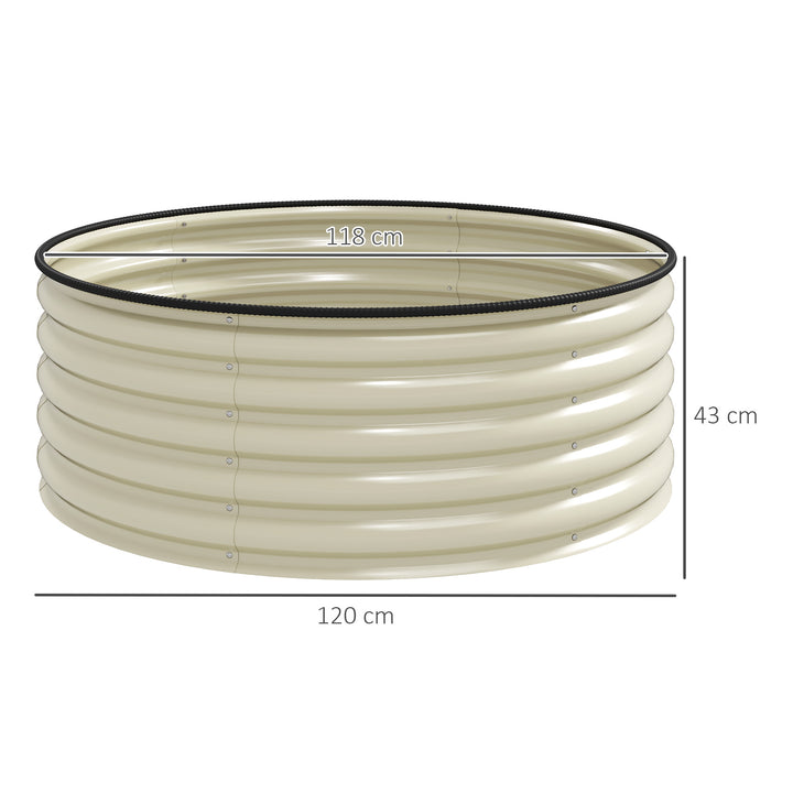 Højbed, galvaniseret plantekasse med sikkerhedskant, plantekasse med åben bund, 120 x 120 x 43 cm, cremehvid