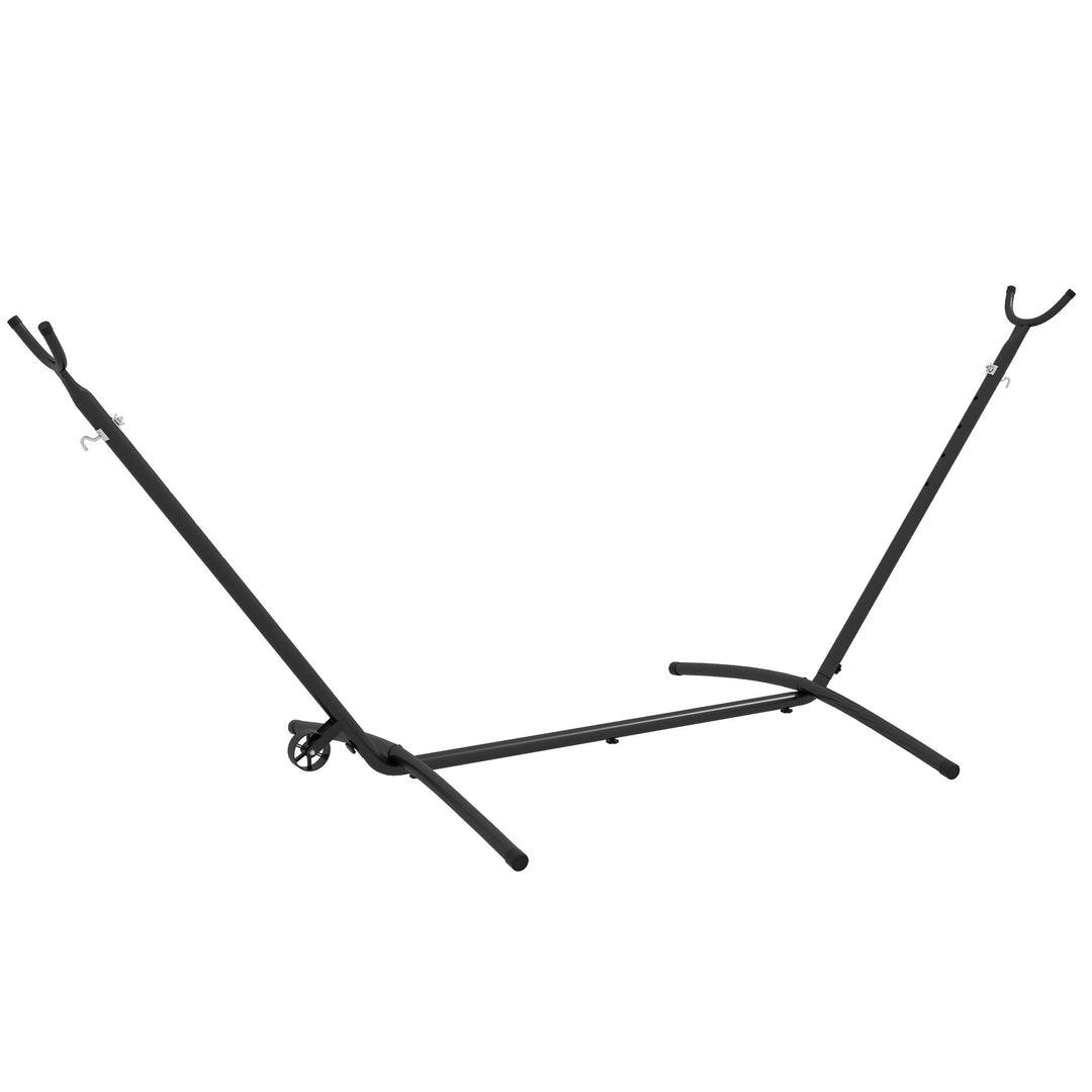 Hængekøjestativ, vejrbestandig, justerbar størrelse, 290 cm x 120 cm x 115 cm, sort