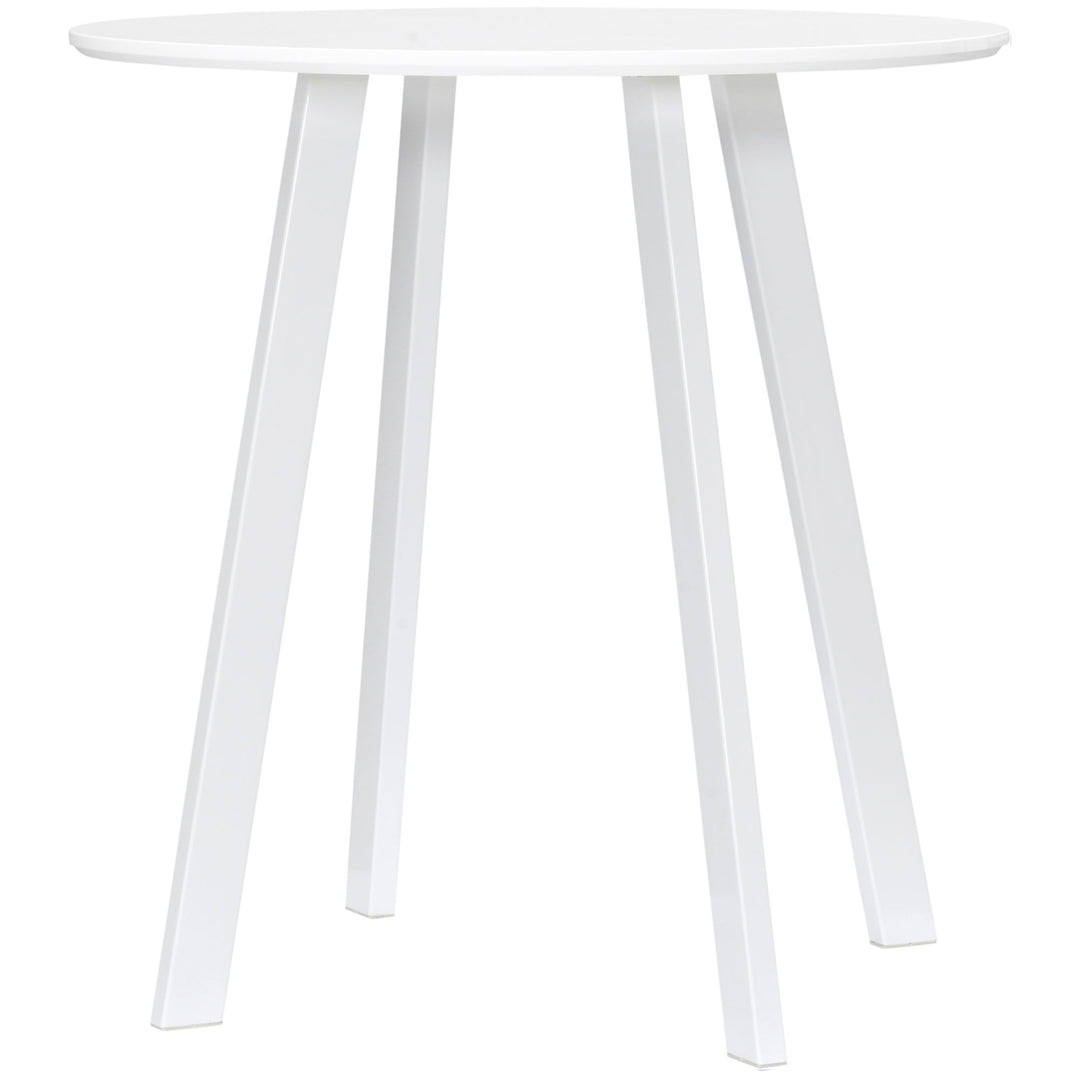 Spisebord, køkkenbord, til 2 personer, højglansoverflade, med bordben, hvid, 72 x 72 x 75 cm