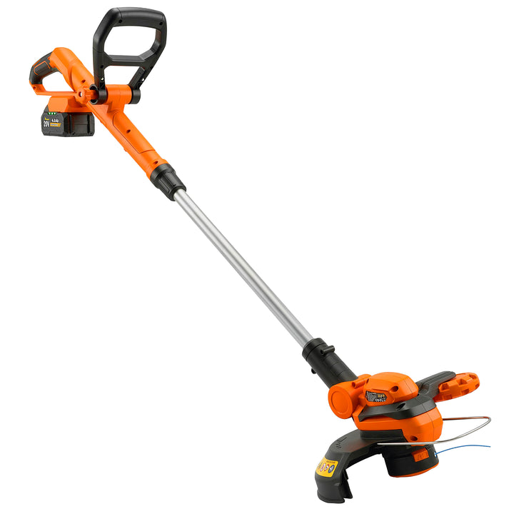 21V batteridrevet græstrimmer med 2 x 4,0 Ah batterier, 25 cm klippebredde