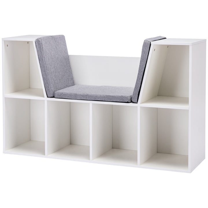 2-i-1 børnehylde + bænk inkl. hynde 103 cm × 30 cm × 62 cm hvid + grå
