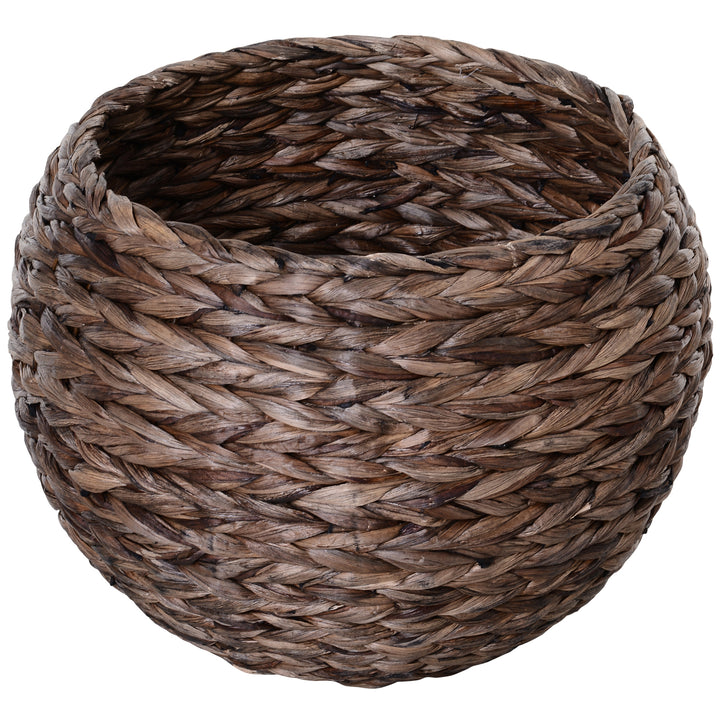 Vandhyacint kattekurv med pude, katteseng, kæledyrsseng, 50 cm x 42 cm x 60 cm, brun + beige