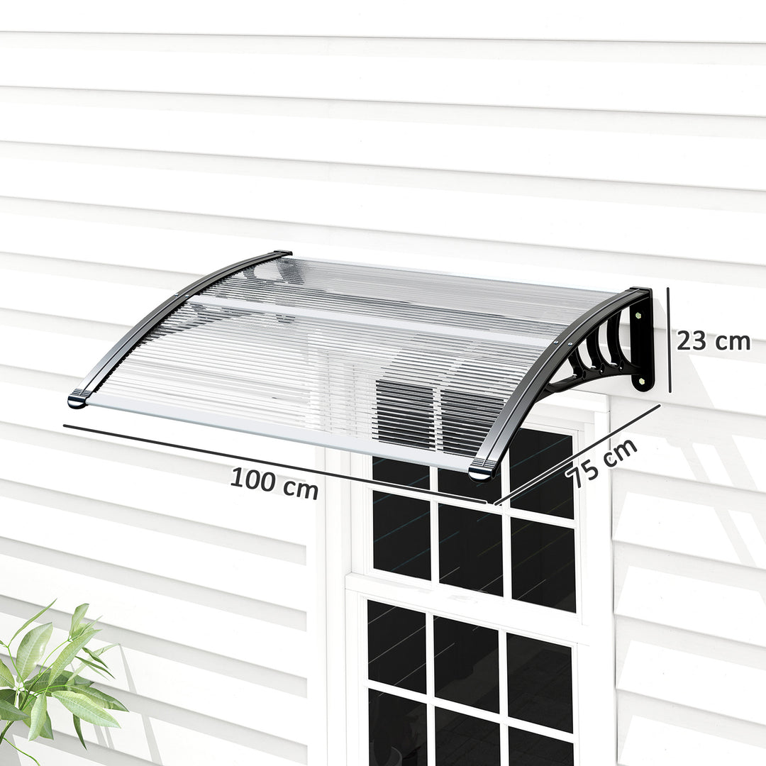 Markise til fordør 100 x 75 cm, hængende markise, transparent polycarbonat