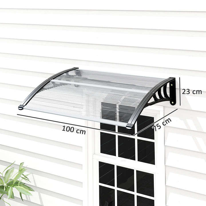 Markise til fordør 100 x 75 cm, hængende markise, transparent polycarbonat