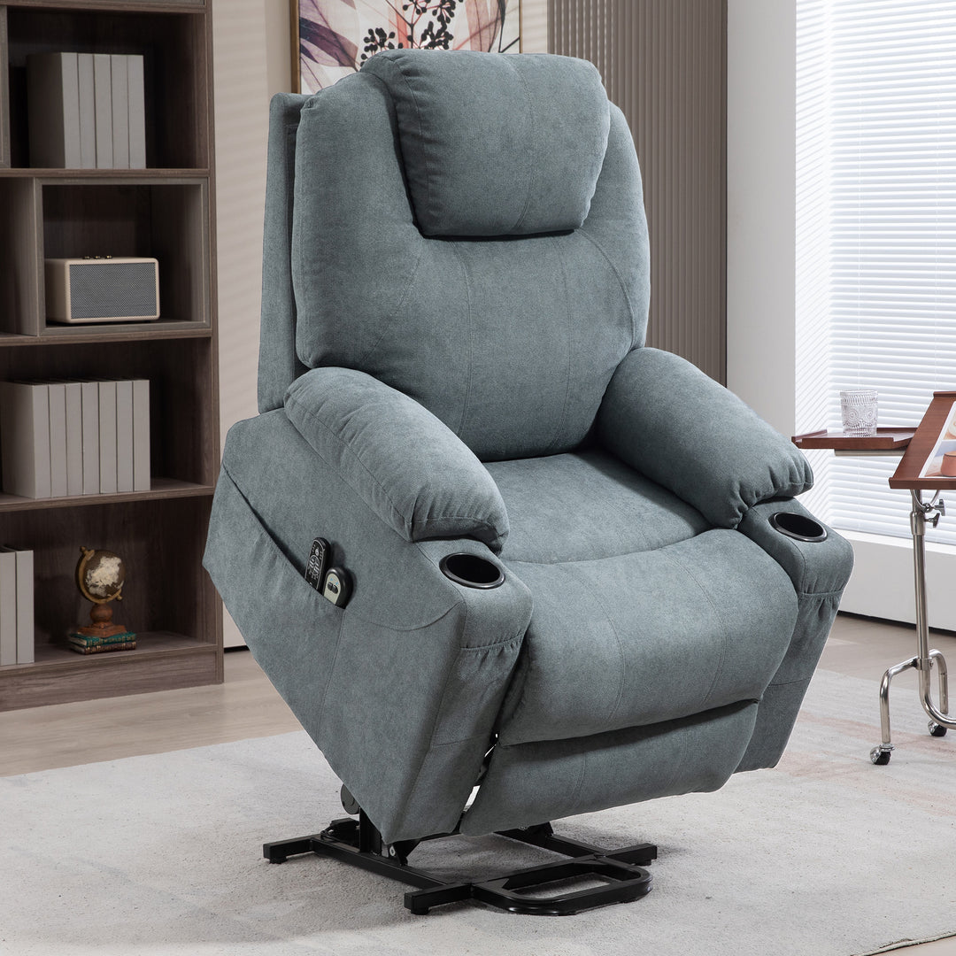 Massagestol, ståstol til seniorer, 8 massagepunkter, sidelommer, fjernbetjening, 90l x 101b x 107 cm, grå