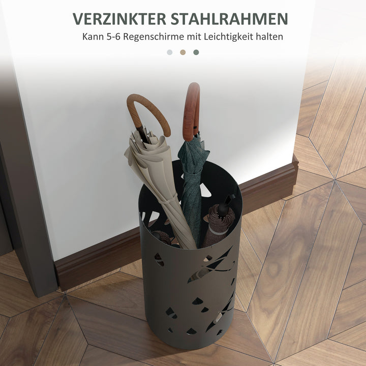 Paraplystativ, stål, søjleformet, aftageligt bundrum, ø17 x 41h cm, grå