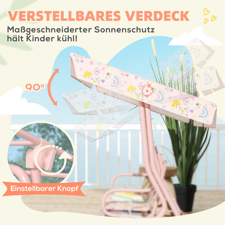 Børnehavegynge, stålstel, 2-personers, 60 kg lasteevne, pink