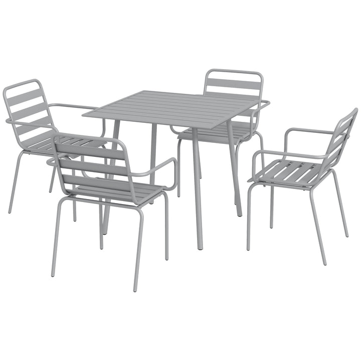 5-Delt havesiddegruppe, udendørs siddegruppe, havemøbelsæt, vejrbestandig, moderne design, 80 x 80 x 74 cm, grå