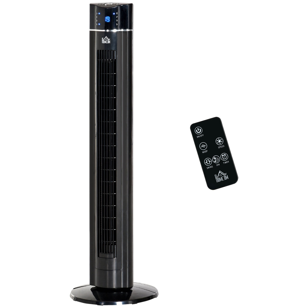 2-i-1 fitnessventilator, piedestalventilator, 32 cm x 32 cm x 106,8 cm, sort