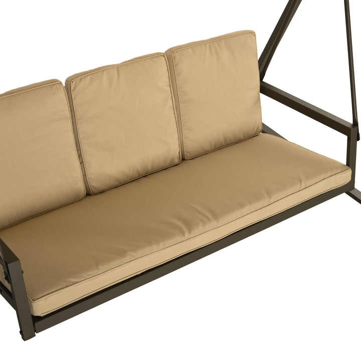 Hollywood gynge, havegynge, gyngebænk, justerbar solskærm, 200 cm x 125 cm x 175 cm, beige + brun