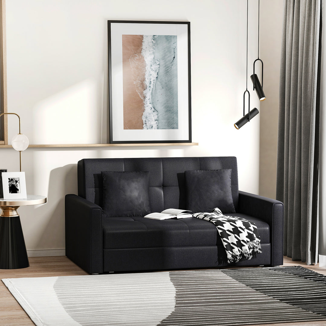 2-Personers sovesofa med skjult opbevaring, polycotton, mørkegrå