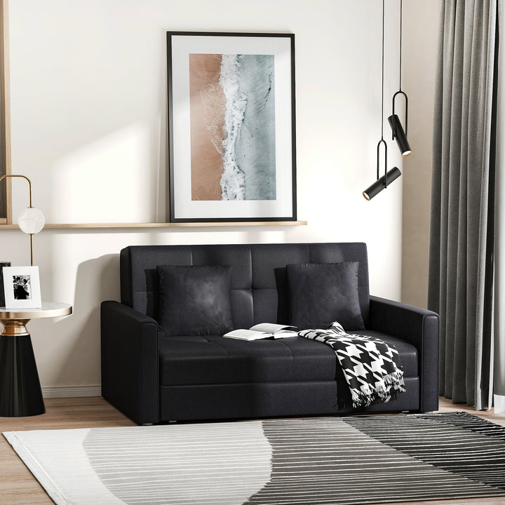2-Personers sovesofa med skjult opbevaring, polycotton, mørkegrå