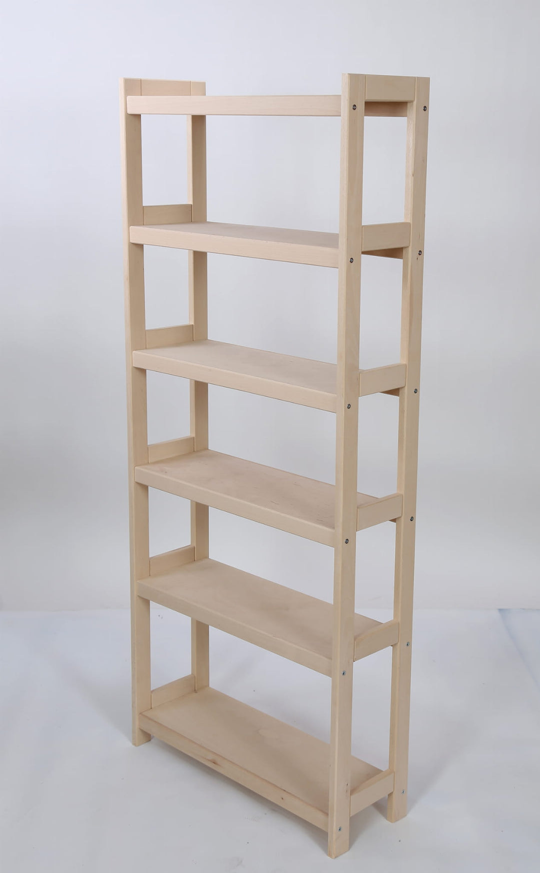 Bogreol i bøgetræ, 6 hylder, 165 × 80 × 25 cm