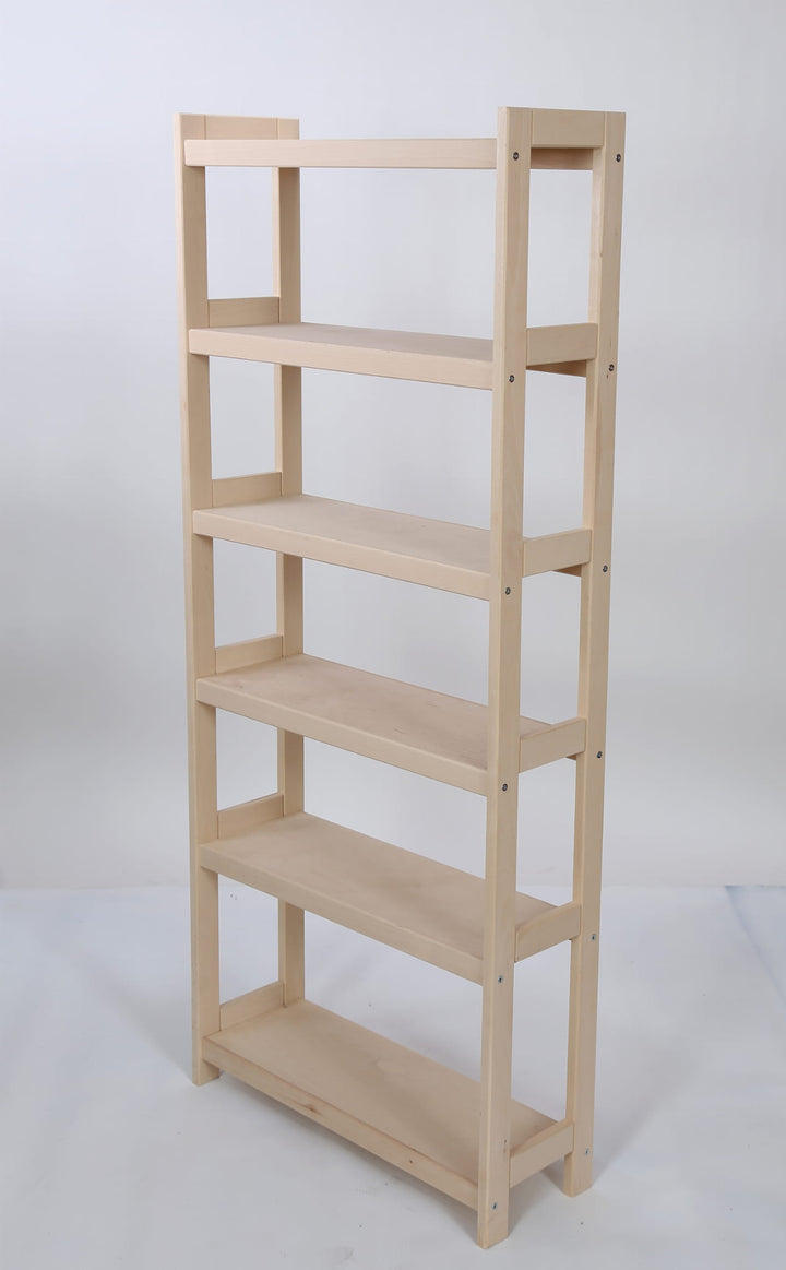 Bogreol i bøgetræ, 6 hylder, 165 × 80 × 25 cm