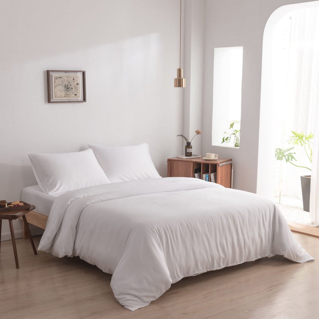 Hvidt Bambus Sengesæt 1-person - 400TC Tanboocel - Coco White