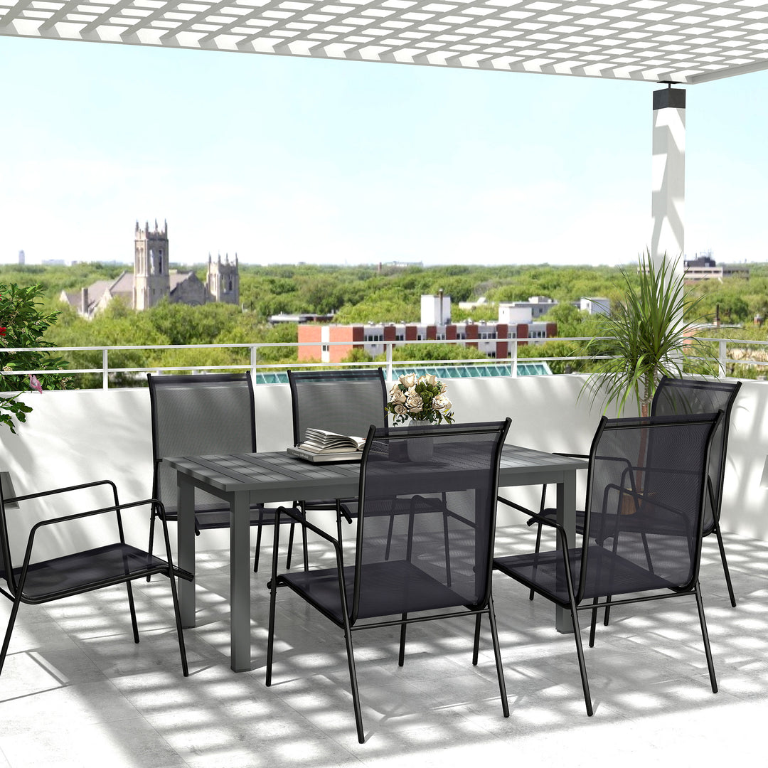 Udvidet havebord 160/220x90cm, aluminium spisebord til 6-8 personer, vejrbestandigt, lameldesign til haven, grå